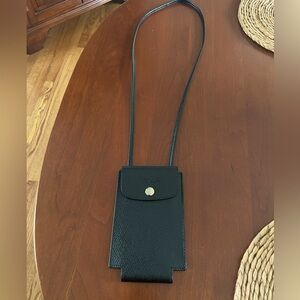 Longchamp Phone Purse Black Leather